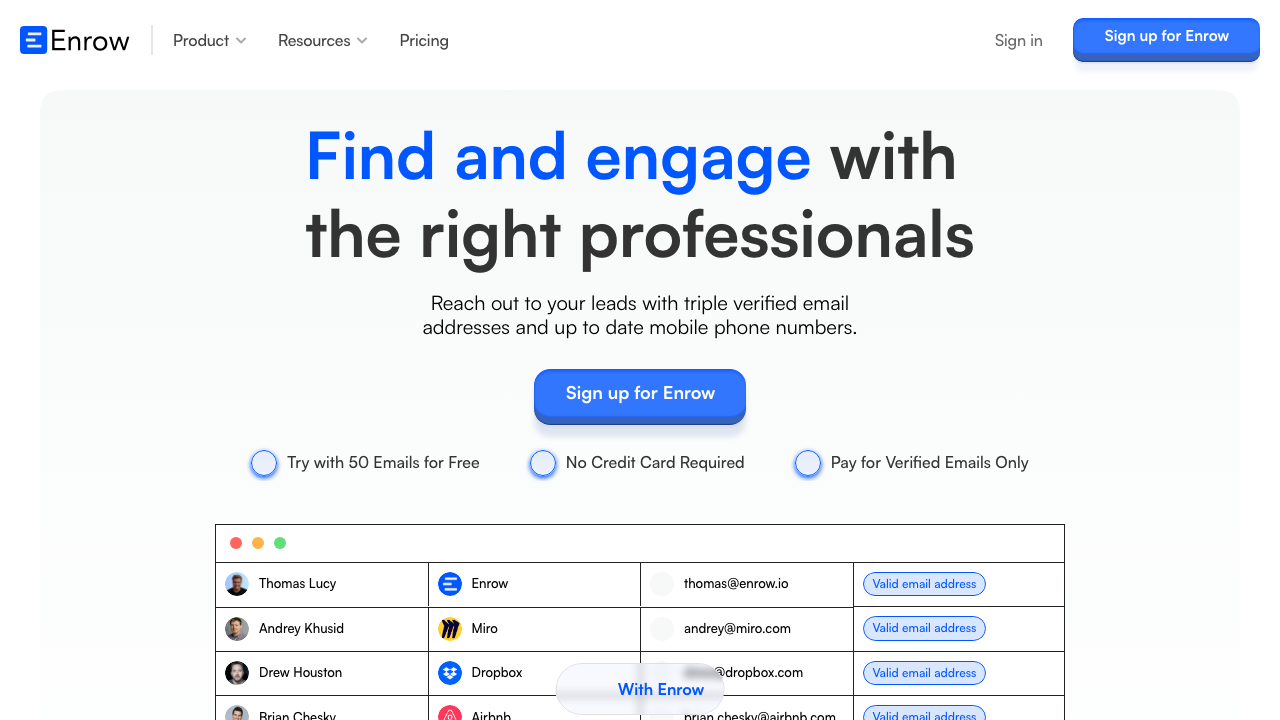Enrow homepage