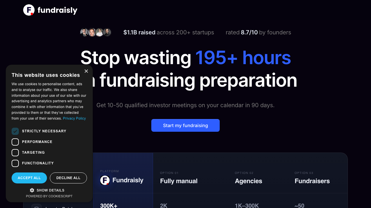 Fundraisly homepage