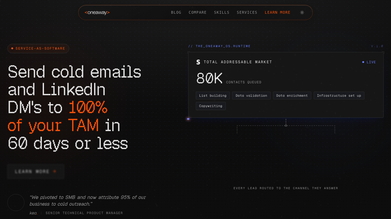 Oneaway homepage