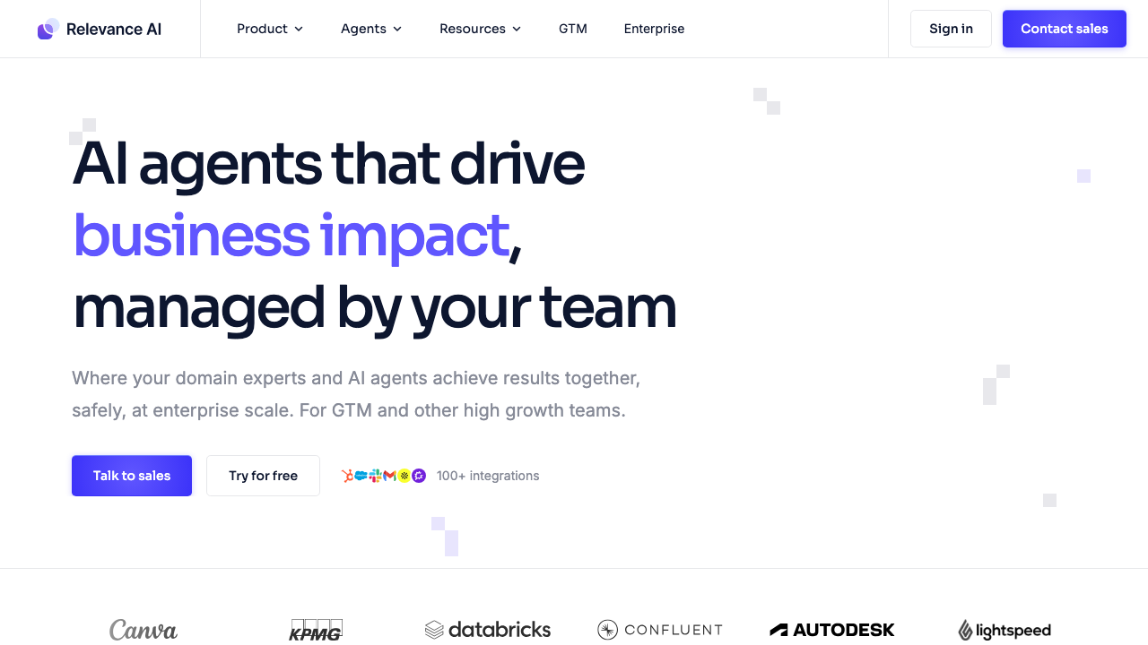 Relevance AI homepage