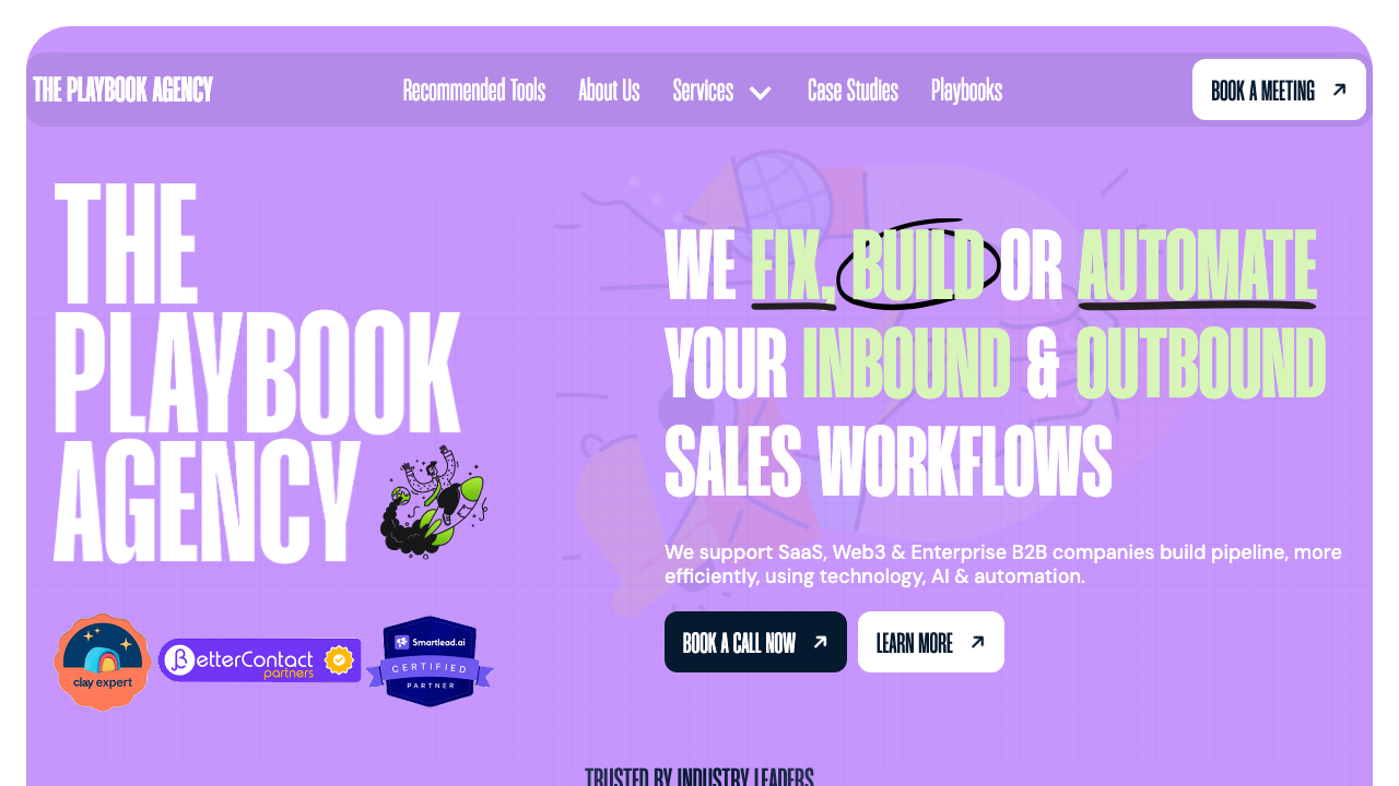 The Playbook Agency homepage