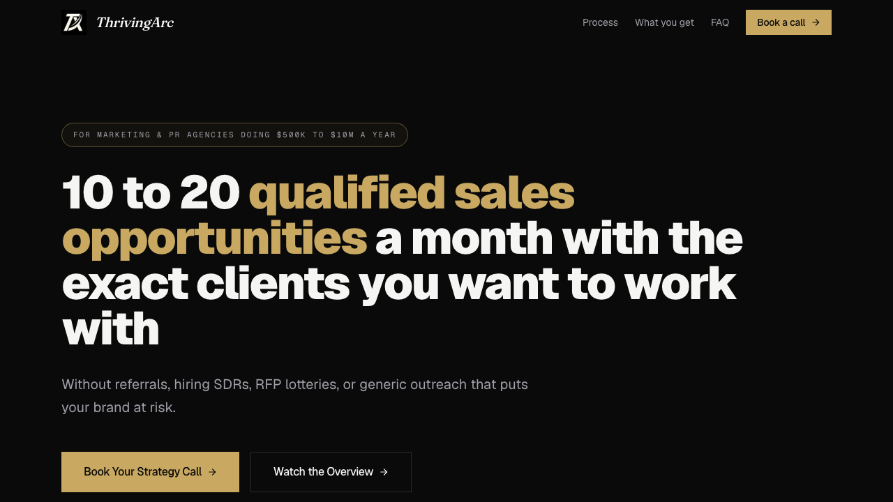 Thriving Arc homepage